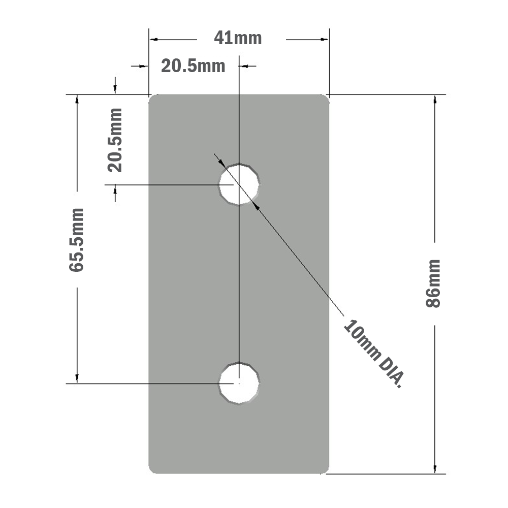 41-110-1 MODULAR SOLUTIONS ALUMINUM CONNECTING PLATE<br>45MM X 90MM FLAT W/HARDWARE